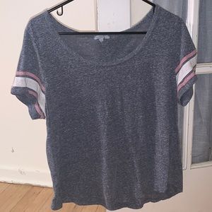 XL Grey Tee with Pink and White Sleeves